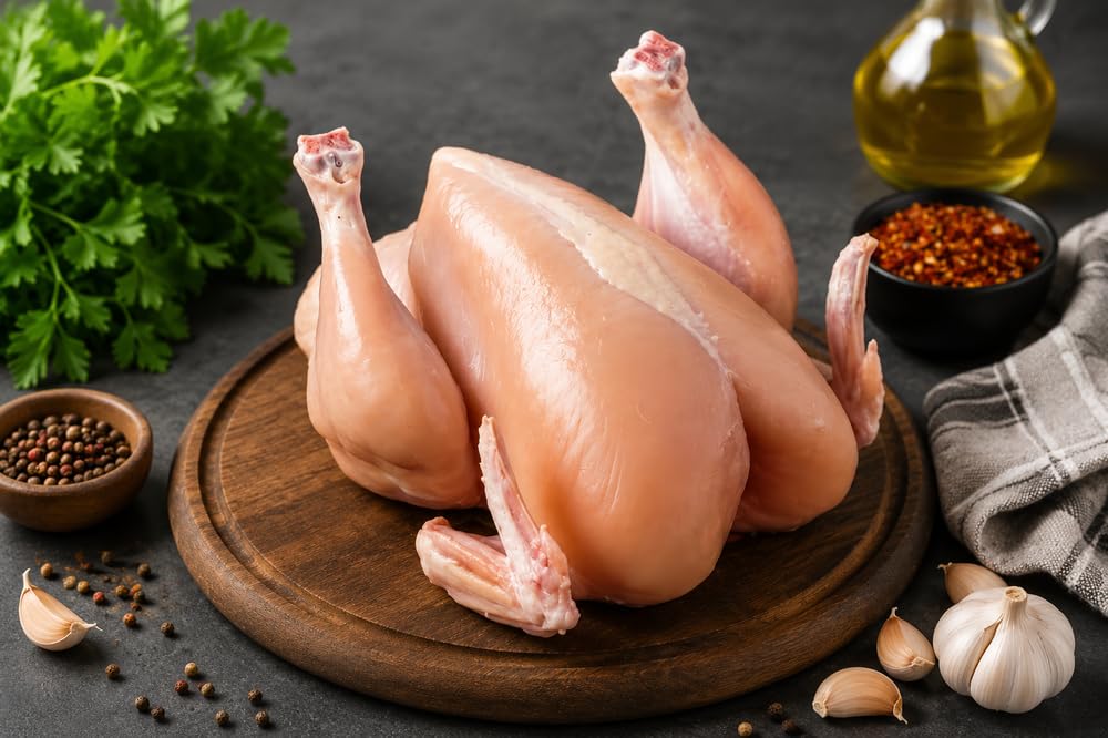 Zappfresh Chicken Whole Without Skin1 Kg | Color Natural Pink