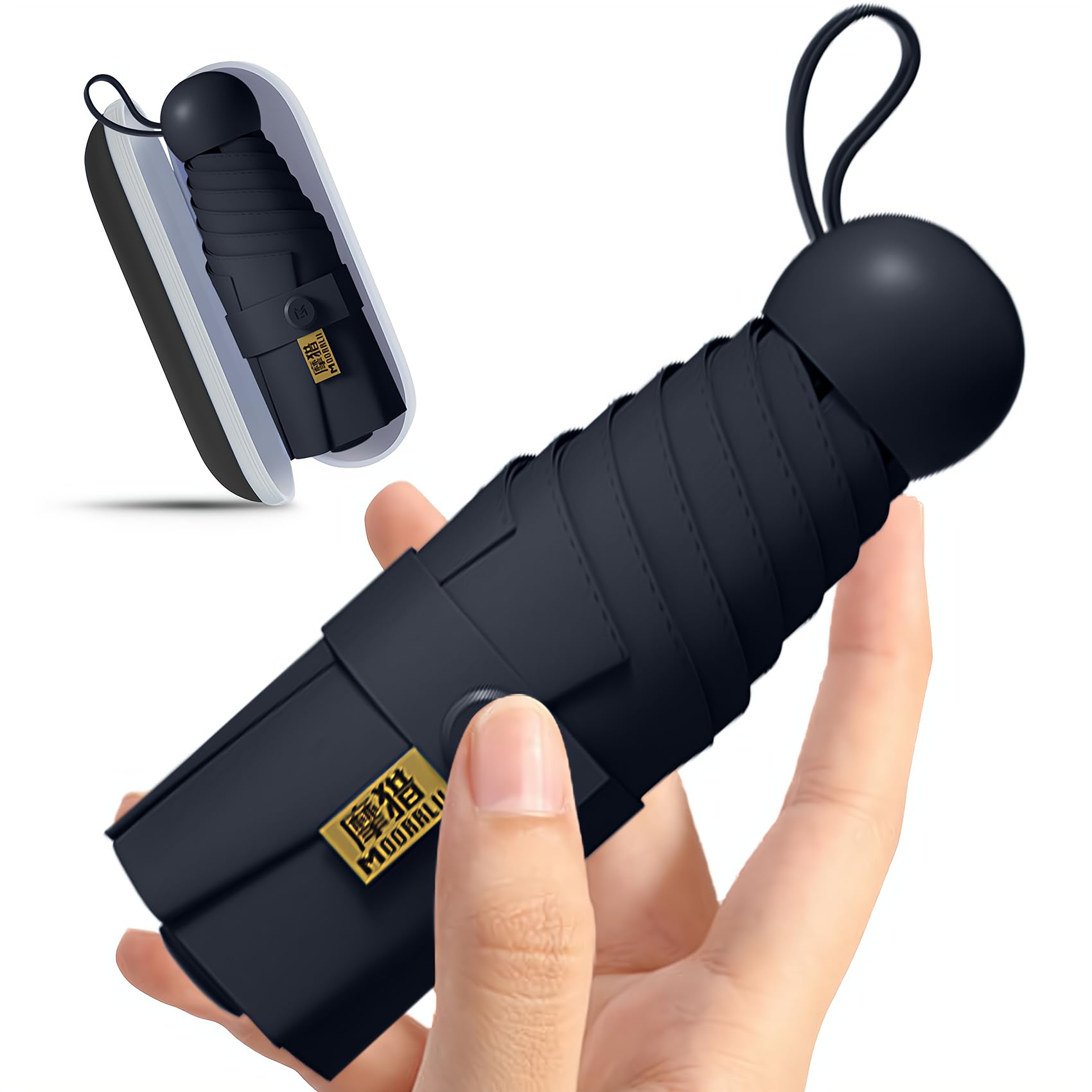 Moorrlii Travel Mini Ombrello per Borsa Con Caso-Piccolo Compatto Ombrello UV Protezione Sole-Leggero Piccolo Ombrello Tasca Con Caso Per Donne, Ragazze