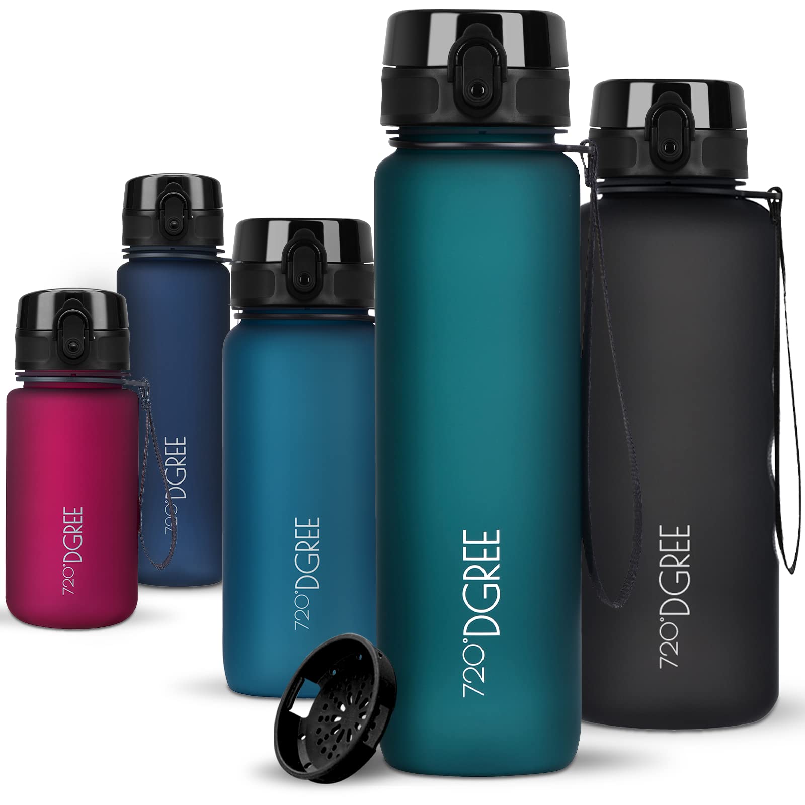 720°Dgree 08 Smaragd Green | Softtouch Water Bottle 650Ml “Uberbottle“ Softtouch +Sieve - Bpa-Free Tritan, Leakproof, Reusable Drinking Bottle - Sports Bottle For School, Fitness, Gym, Cycling, Travel, Office, Outdoor, Hiking