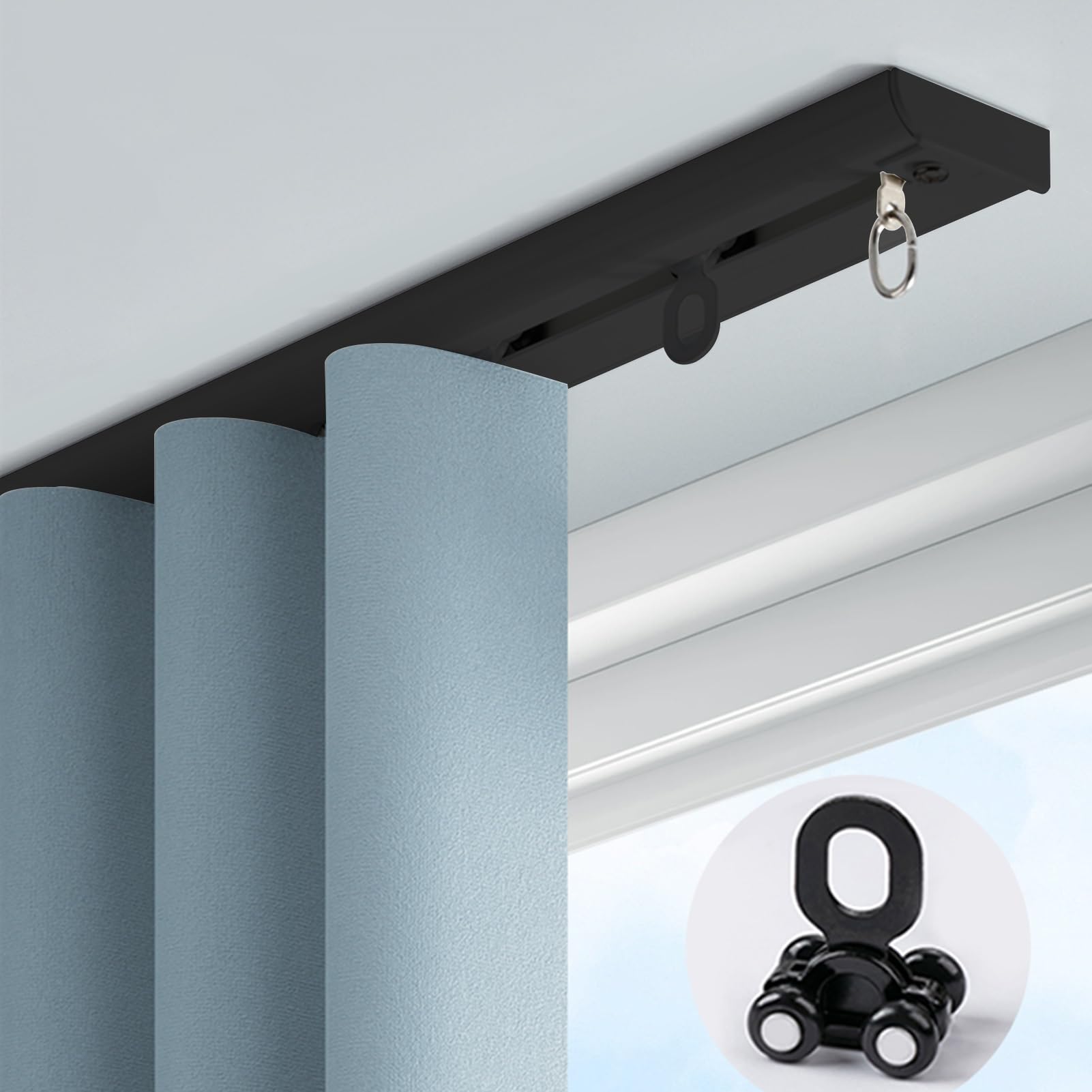 Rail de rideau pliable de plafond pour séparer une pièce et bloquer la lumière