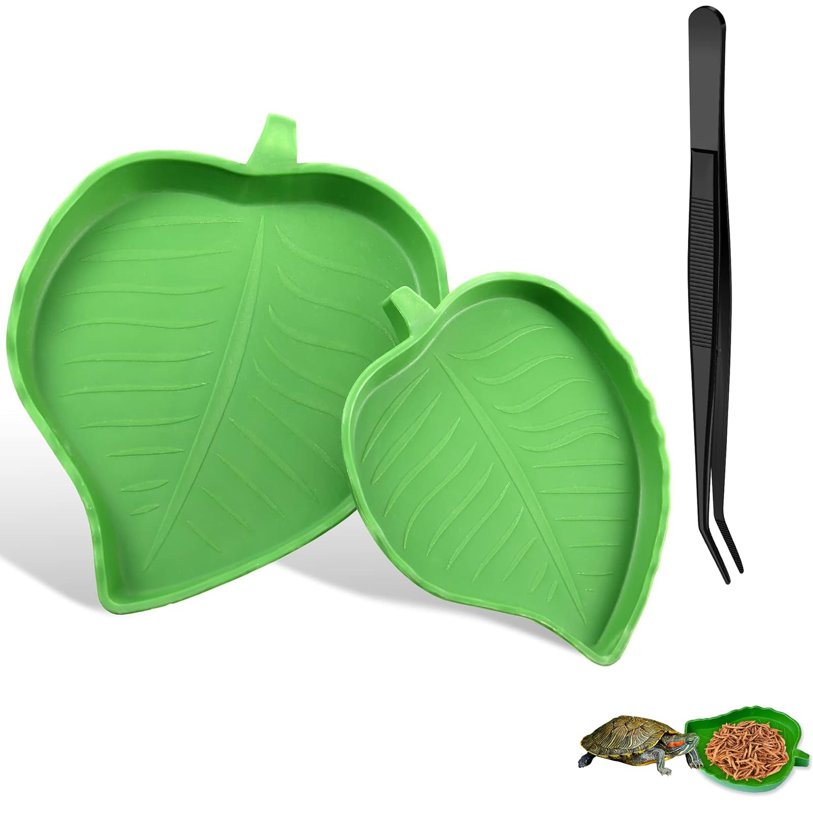KABASI 2 platos de agua para reptiles con pinzas, accesorios de hábitat de reptiles, cuenco de comida, plato de alimentación para mascotas, para tortuga, maíz, serpiente, dragón barbudo, serpiente