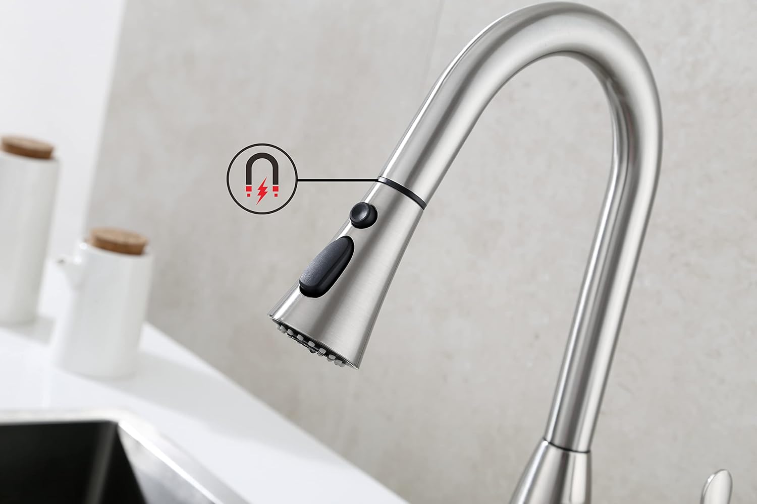 Frigidaire Alexis Single Handle Pull Down Kitchen Faucet, Brushed Nickel