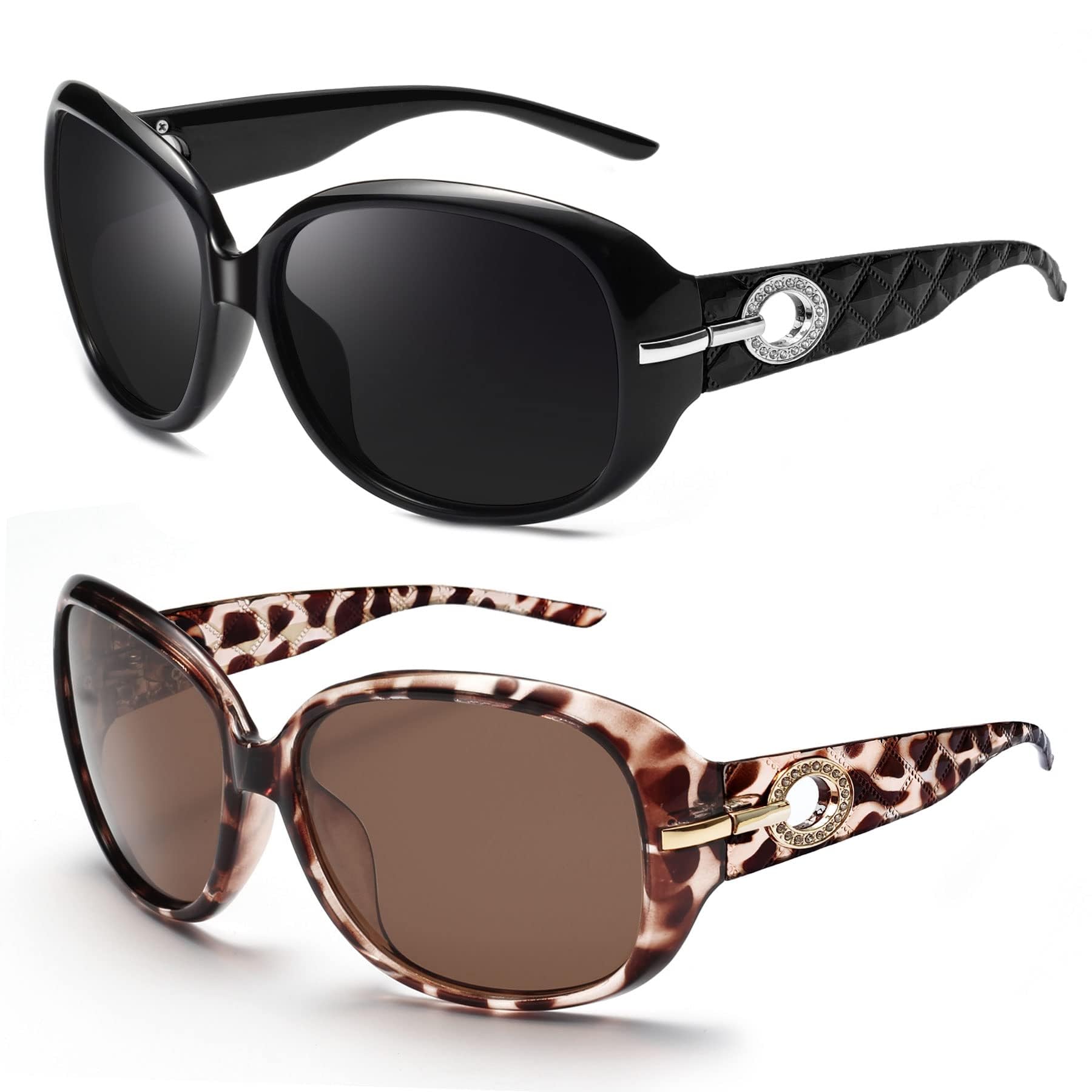 Joopin 2PCS Gafas de Sol Mujer Polarizadas Diseño de Gran Tamaño Marco Grande Brillante Estilo Clásico de Moda