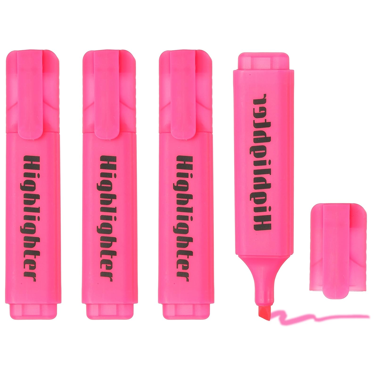 PATIKIL Highlighter Pen, 4 Pack Water Based Broad Tip Writing Marker Pens Cute Pastel Colored Highlighter Studying Supplies for Office Home Daily Use, H5713 Pink