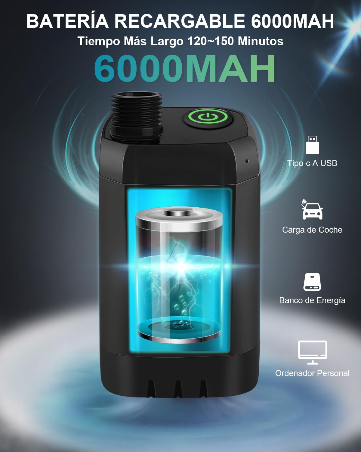 AUTOPkio Ducha Portatil Camping, Duchas al Aire Libre Acampada con Mejorada Bomba Batería 6000mAh Recargable, Pantalla Digital Inteligent para Senderismo, Baño, Lavado Autos