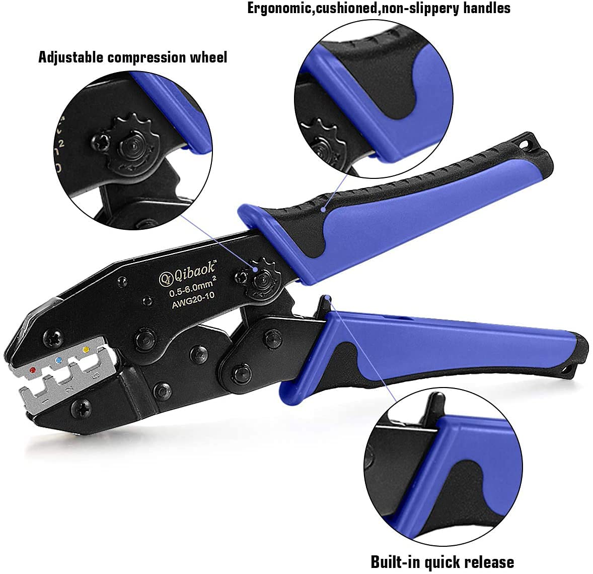 Qibaok Crimping Tool Ratcheting Wire Crimper for Heat Shrink Connectors