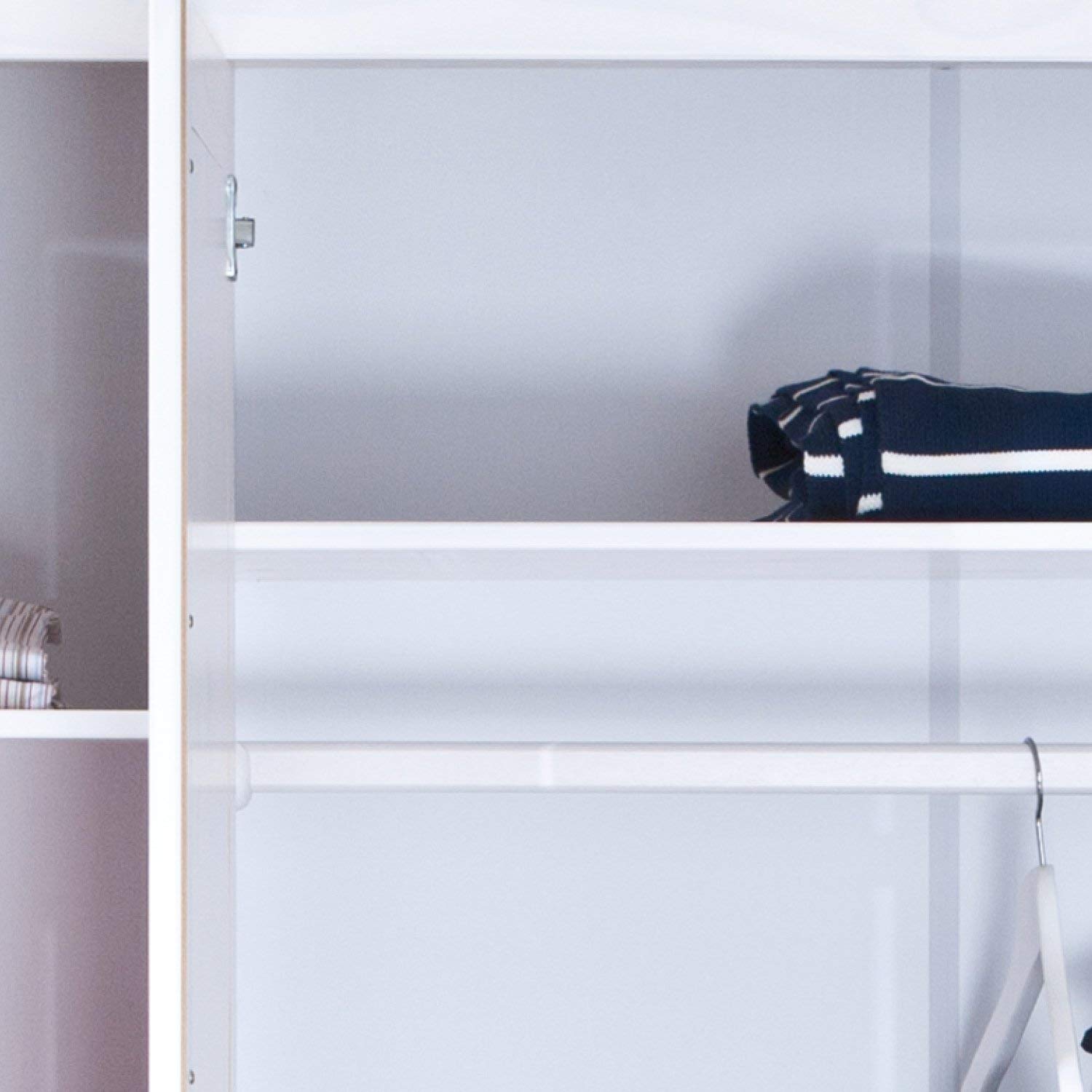 Inter Link Wardrobe floorboard More Sustainable Solid Wood White Lacquered 140 x 190 x 55 cm, 3 puertas, Blanco