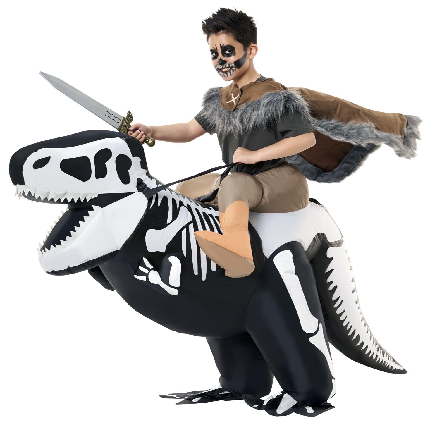 Disfraz inflable de esqueleto de dinosaurio para niños, disfraz de dinosaurio de esqueleto inflable TRex, disfraz de dinosaurio inflable para niños 2