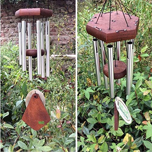 Carillons éoliens Carillon éolien Traditionnel extérieur, 6 Tubes métalliques, Carillons Pendentif en Bois-Collection Mélodies Décoration de Jardin Faite à la Main Carillon éolien commémor