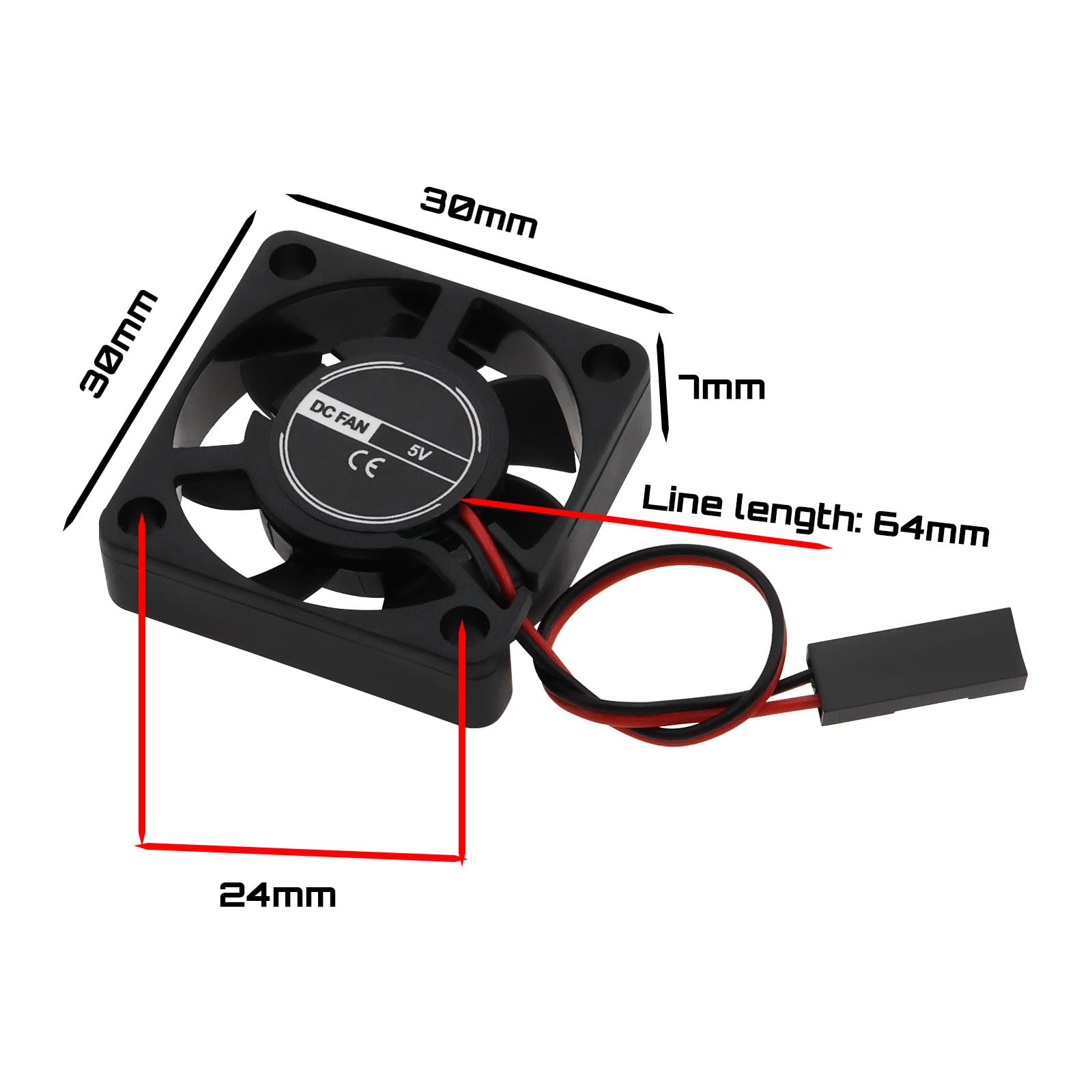 2PCS Ventilateur de refroidissement sans balais 30 mm x 30 mm x 7 mm 5 V 0,15 A Ventilateur de roulement d'huile 2 broches Cconnector 3007 3007S Ventilateur de refroidissement à 7 pales Noir