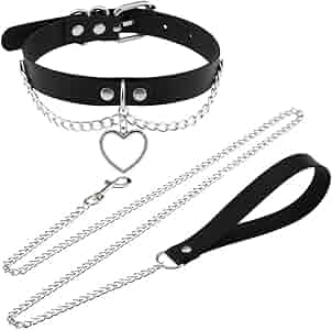 Amazon.com: JNKET Peach Heart Choker Punk Chain PU Leather
