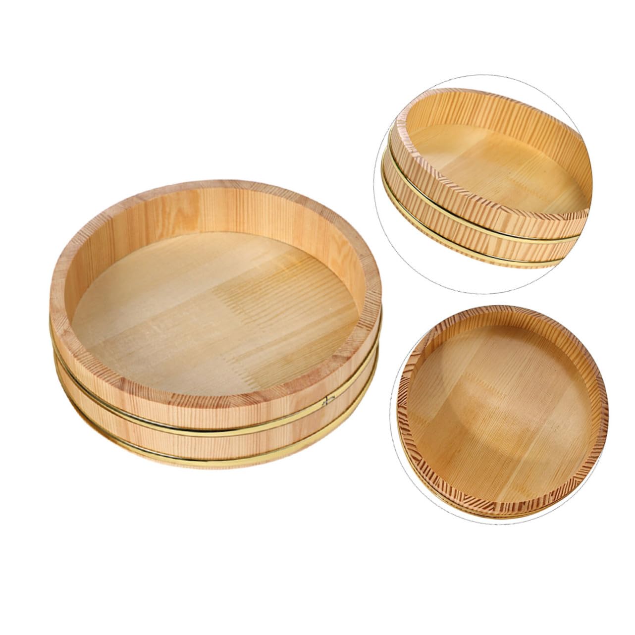 UKCOCO Bol à Riz à Sushi Traditionnel avec Bord Doré Grand Format pour Préparation et Service Plateau Polyvalent pour Familles et Restaurants