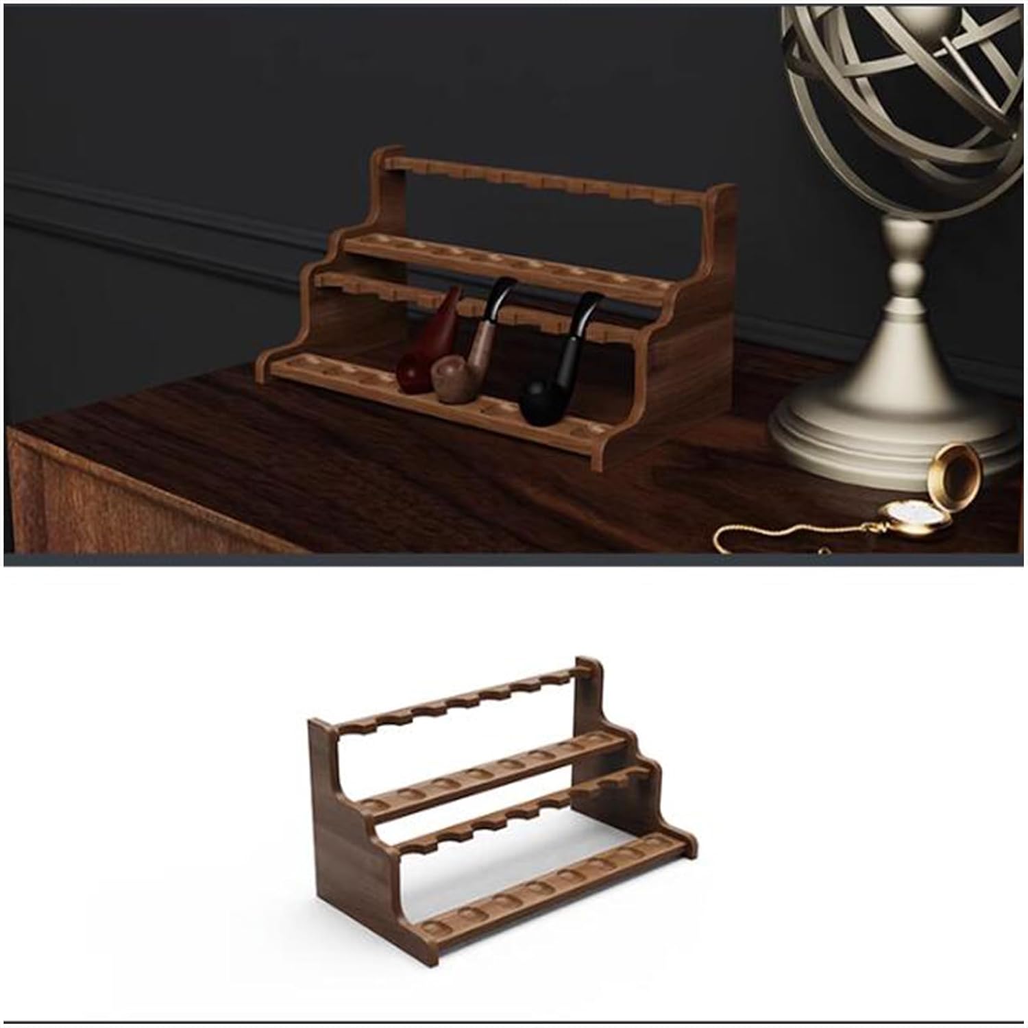Pipe Rack, Portable Smoking Pipe Stand - for 12 Tobacco Pipes Mens Gifts, Collection