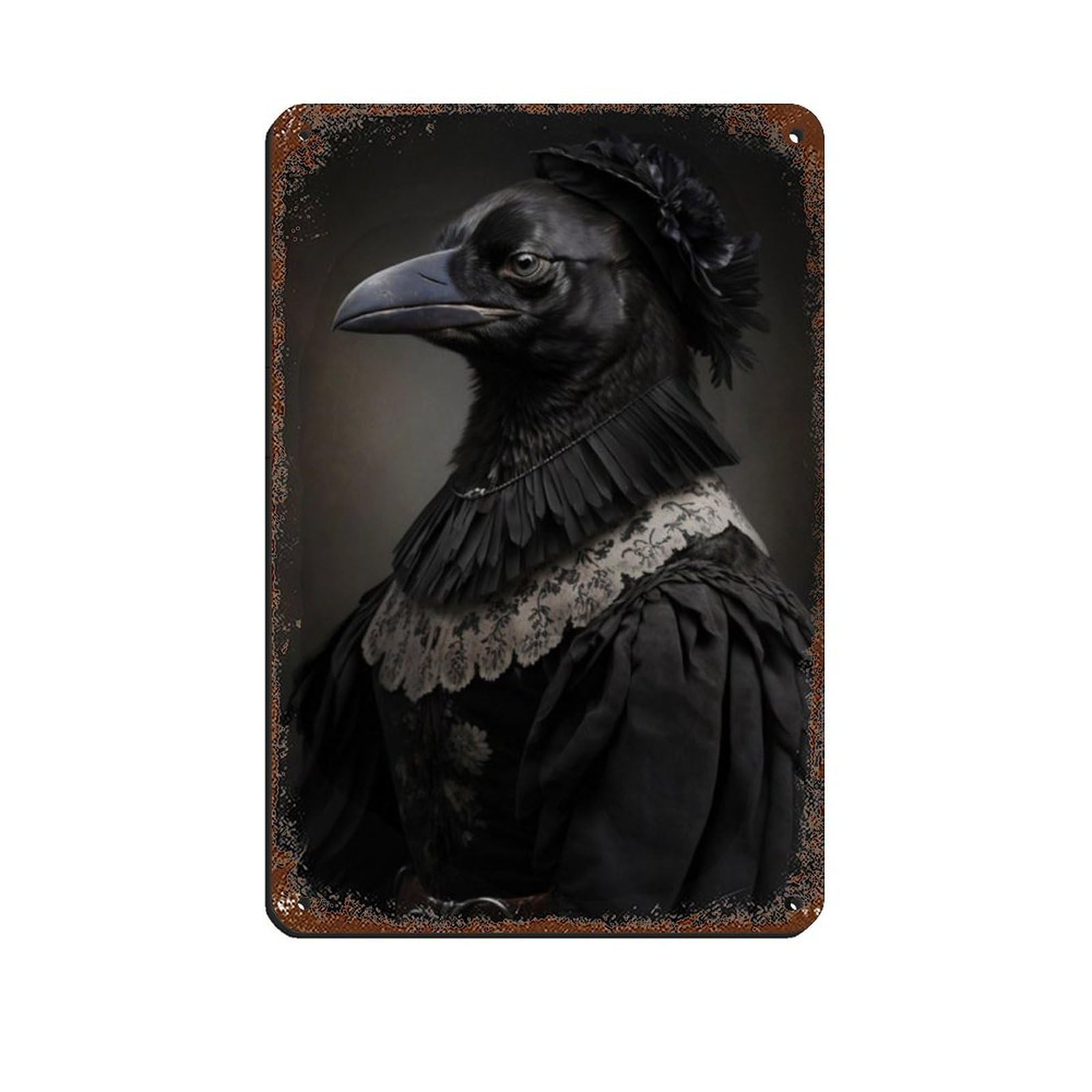 Gothic Raven Vintage Poster Tin Sign Vintage Metal Pub Club Cafe Bar Home Wall Art Decoration Poster Retro 8x12inch(20x30cm)