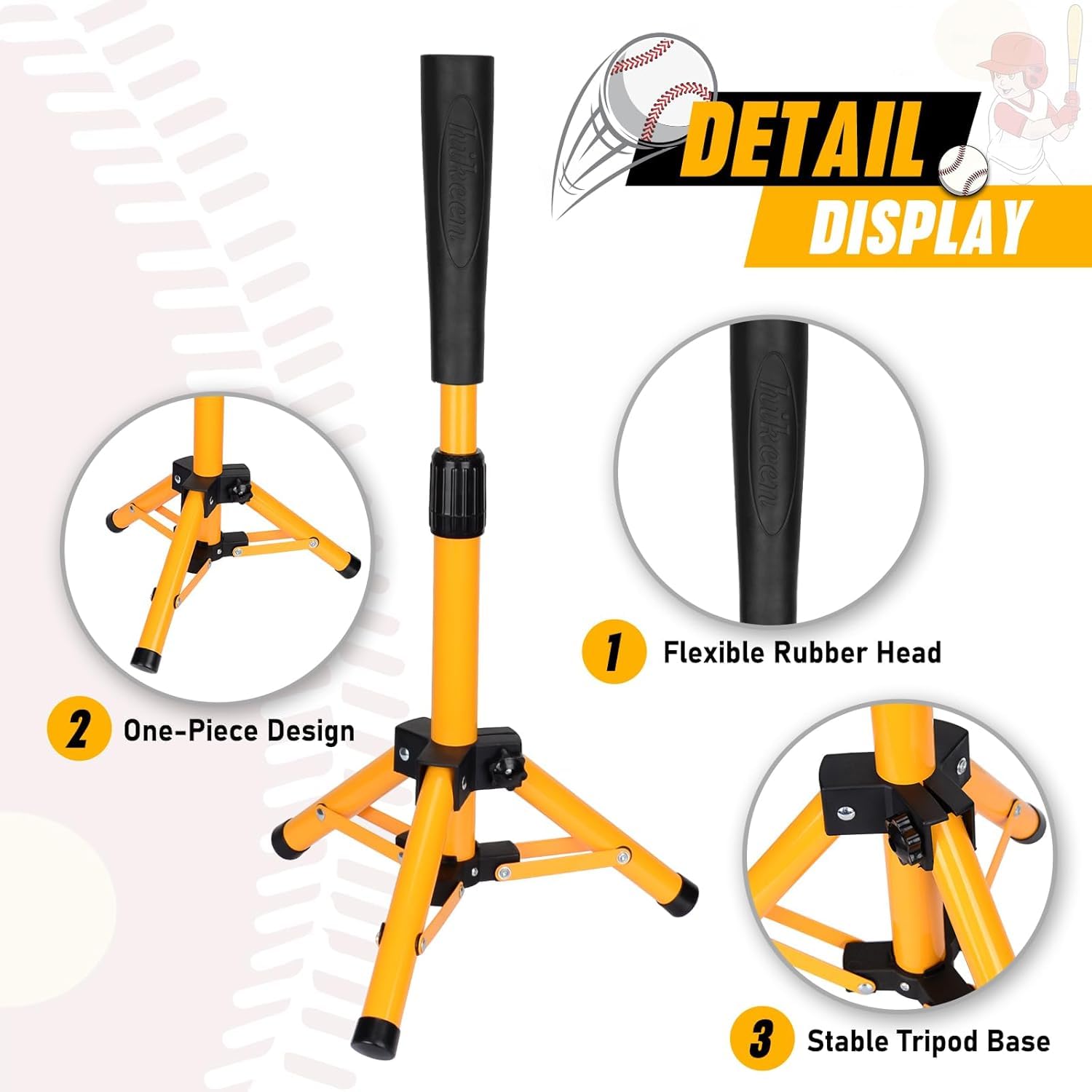 Hikeen Maglietta da Baseball per Bambini, Maglietta da Baseball, Maglietta da Allenamento per Softball e Baseball, Portatile, Altezza Facilmente Regolabile