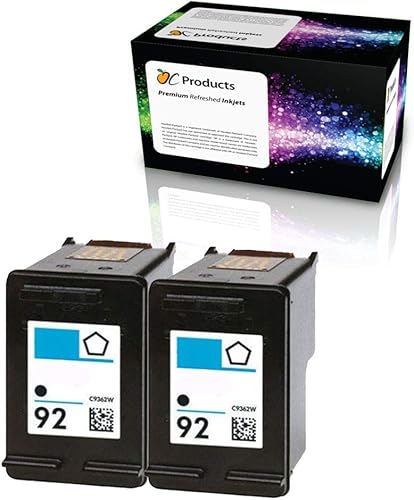 Cartucho de tinta rellenado de repuesto para HP 92 para impresoras PSC 1510 PhotoSmart C3180 C4180 C3100 Deskjet 5440 D4160 (2 negro)