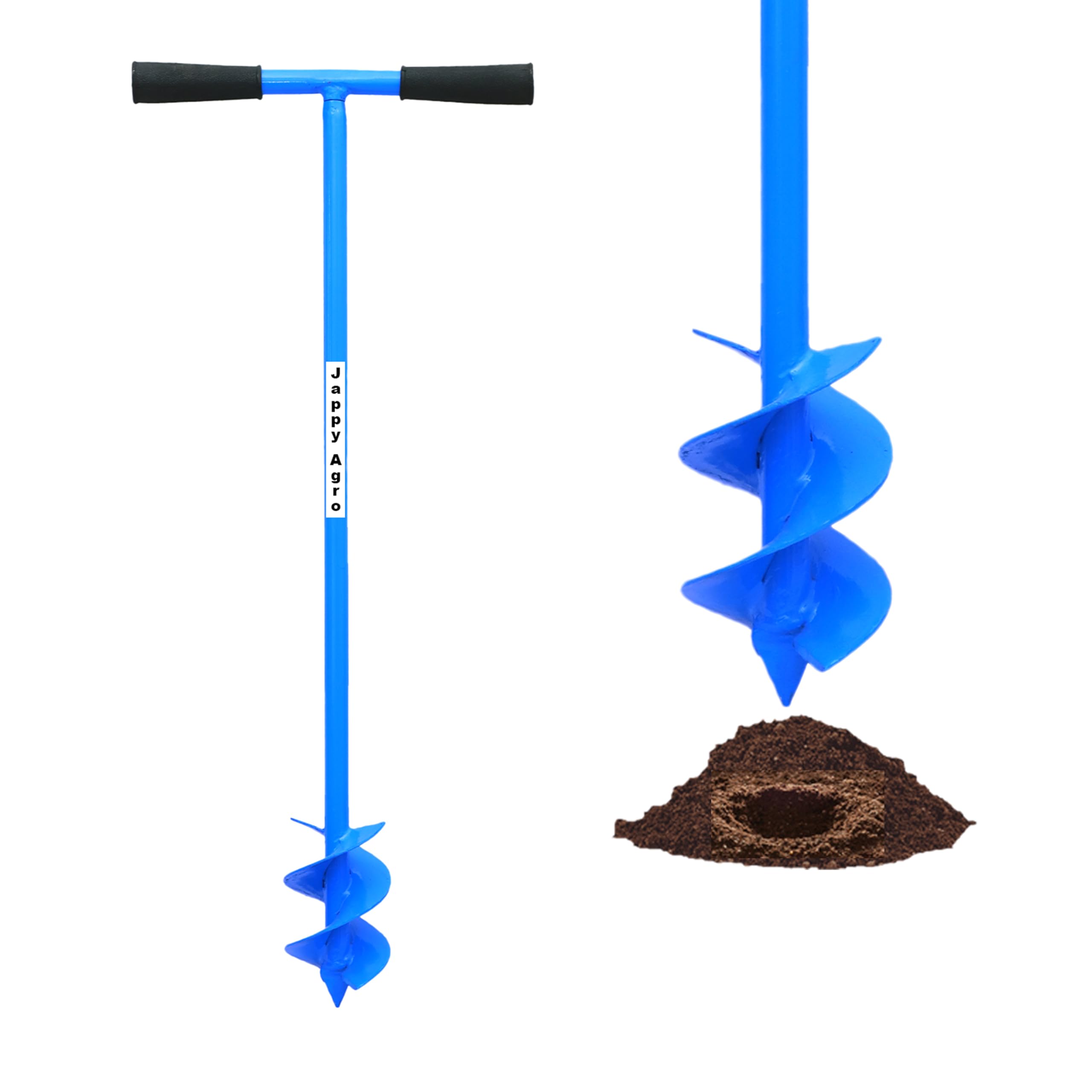 Manual Hole Digger for Gardening (4 Inch) – Double Blade Earth Auger Drill – Ideal for Tree Plantation, Farm, & Fence Post Holes – Blue