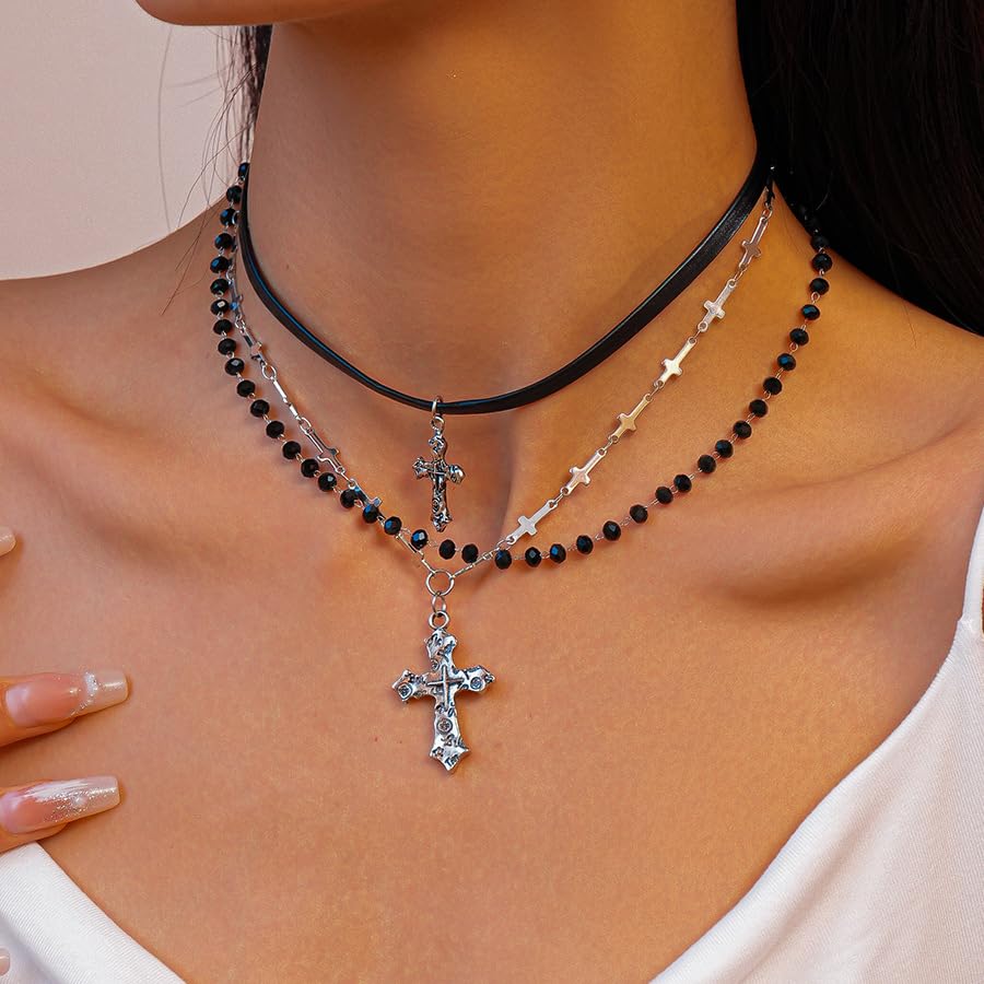 Beaded Necklace for Women, 14K Gold Plated Choker Necklace Delicate Multi Faceted Crystal Beads Choker Summer Boho Jewelry for Women Trendy4