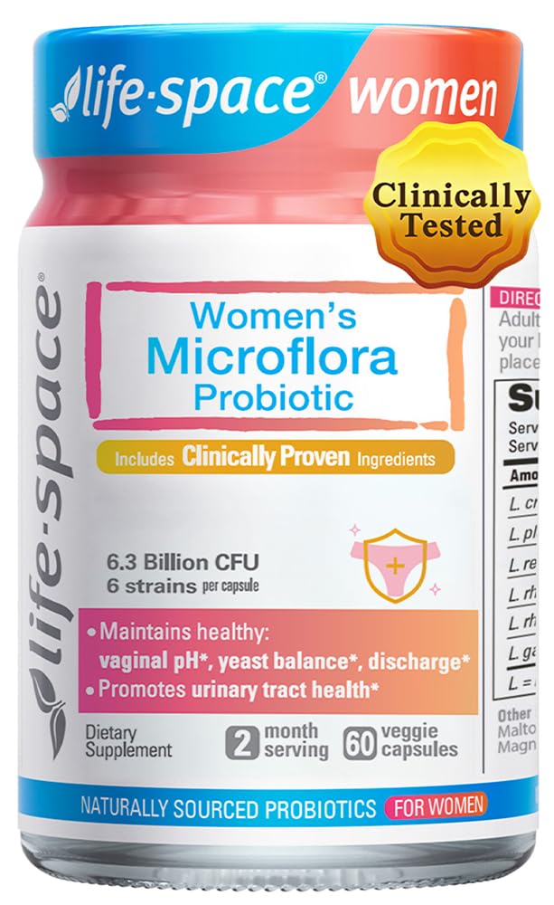 Life-Space Probiotic for Women - Supports l Health, Microflora and pH for BV and Yeast and Urinary Health - 6.3 Billion CFU - 60 Capsules