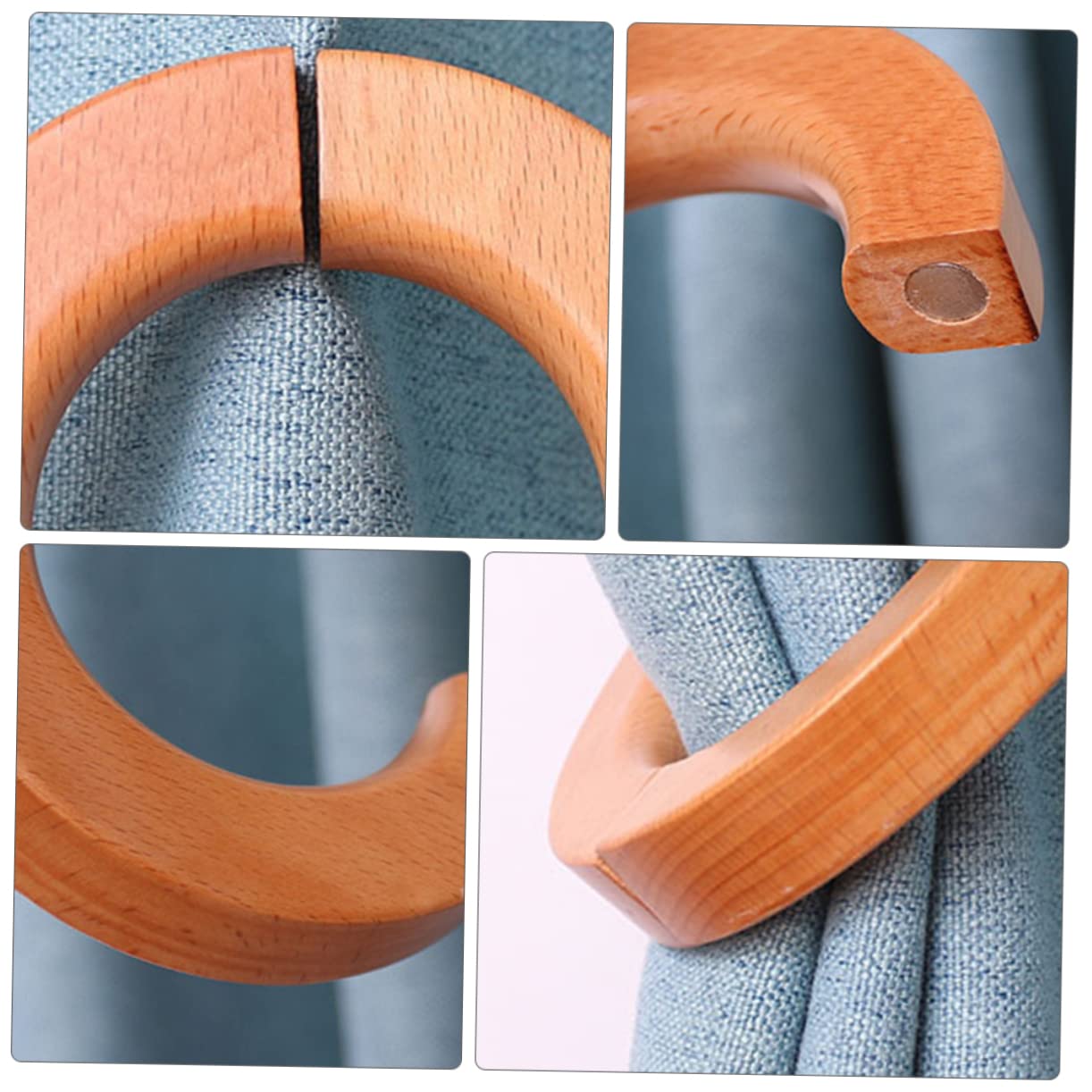 Cabilock 6 Pièces Boucle De Rideau en Bois Boucle Décorative De Rideau Embrasse De Magnétique e De pour La Maison e D'Embrasse De en Bois pour