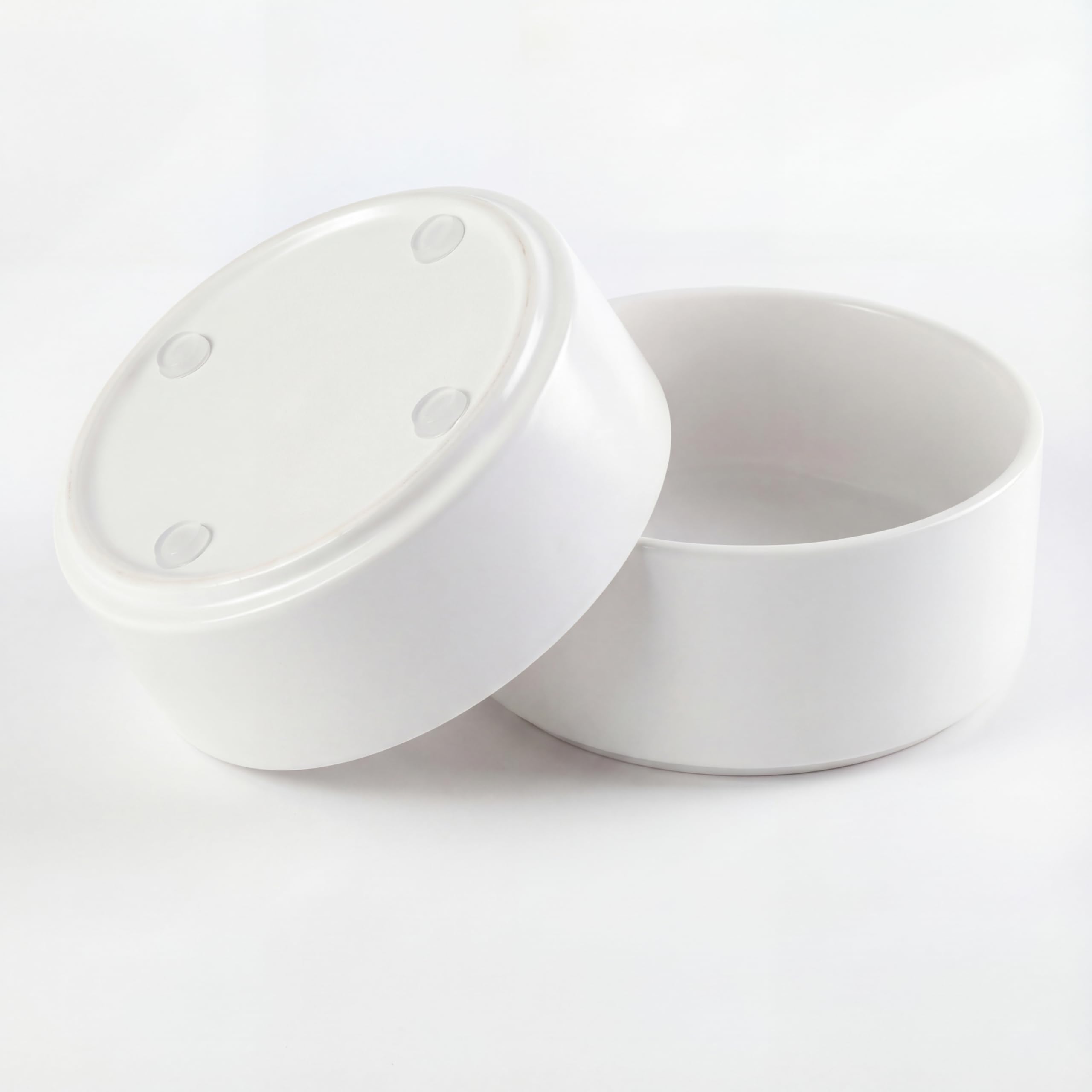 Ceramic Dog Bowl for Food and Water - Pet Feeder Bowl for Small Dogs and Cats - Heavy Ceramic Feeding Dish with Non Slip Base - Dishwasher & Microwave Safe - Set of 2 Bowls - 5Inch /1.4 Cups - White