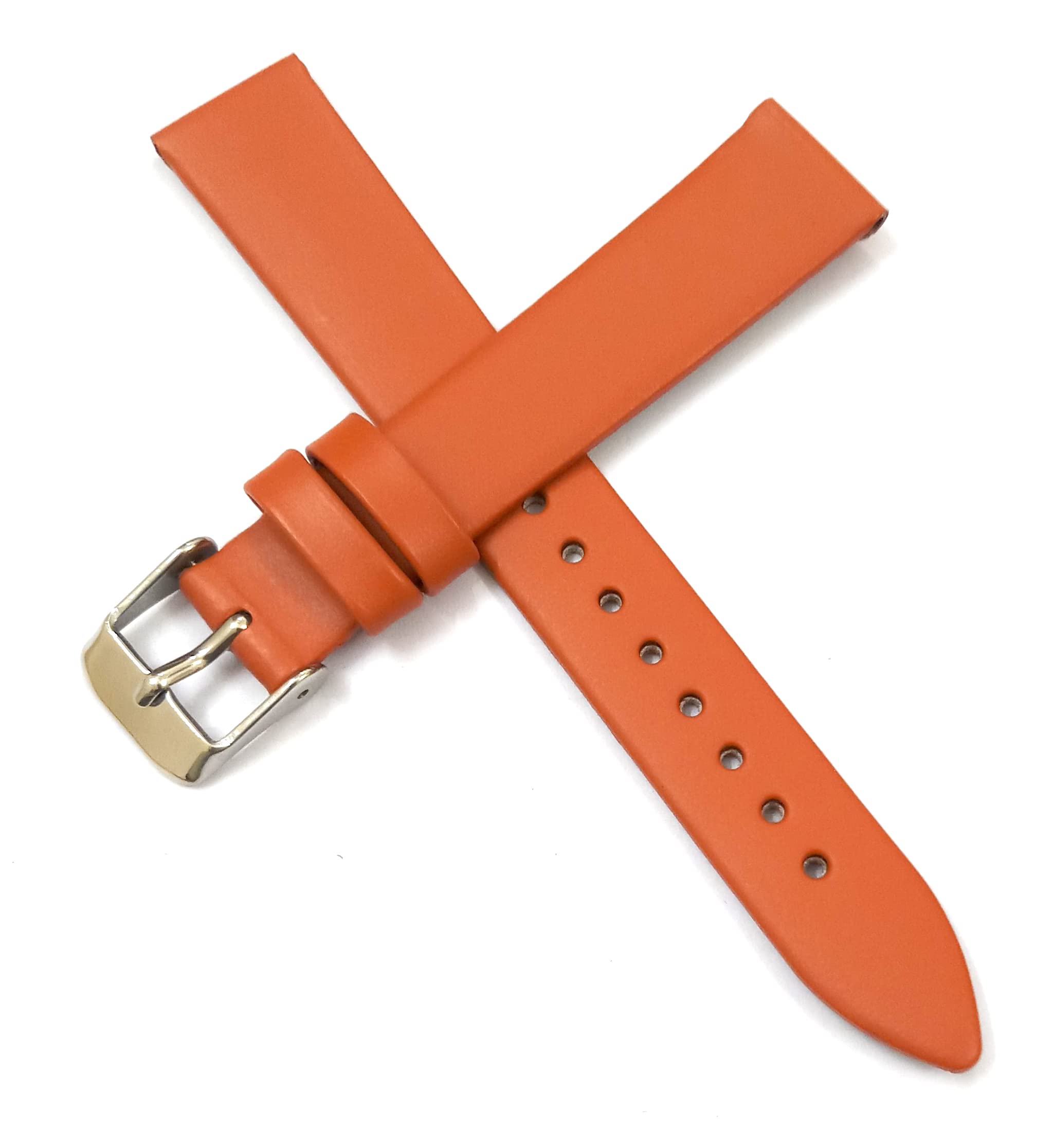 Ewatchaccessories 12mm Genuine Leather Orange Watch Band Strap for Men and Women | Comfortable and Durable Material | Silver Buckle (B0BWWH7R9V) Amazon Price History, Amazon Price Tracker