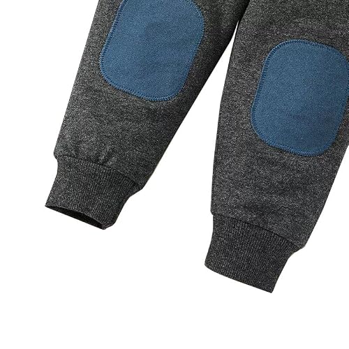 FedMois Dziecięcy dres treningowy dres sportowy bluza + spodnie bawełniane, dinozaur niebieski, 110-116