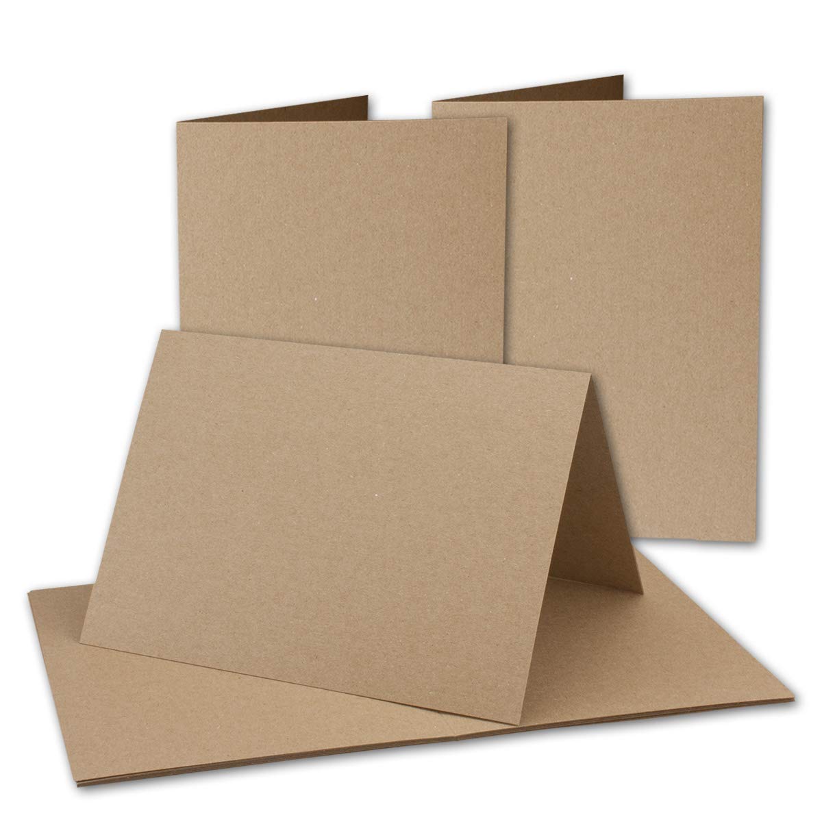 75x Vintage Kraftpapier Falt-Karten DIN A5-148 x 210 mm - sandbraun - Recycling - 350 g/m² blanko Bastel-Karten - UmWelt by GUSTAV NEUSER