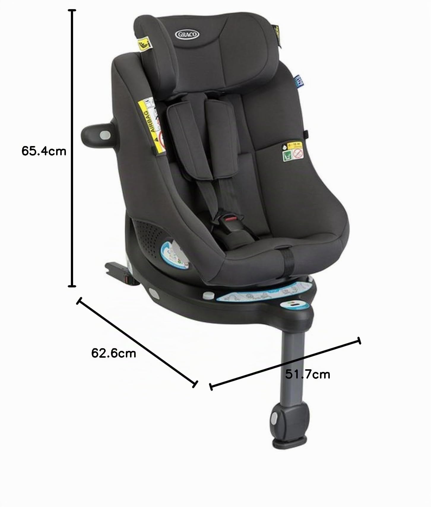 Graco - Turn2Me™ DLX i-Size R129 Silla de coche giratoria 360° con ISOFIX, de 40 a 105 cm (desde el nacimiento hasta los 4 años aprox.), color Iron