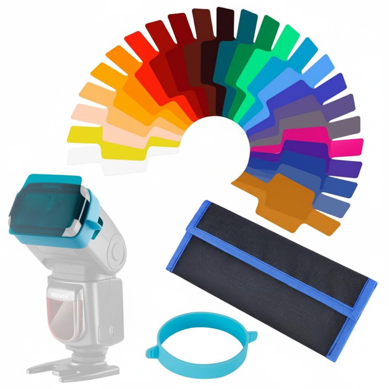 24 Pieces Creative Lighting Effects Strobe Light Color Gels High Temperature Resistant Speedlight Color Filter Kit Universal Fit Camera Flash Gel Set for Photographers, Videographers, Studio,-image-17
