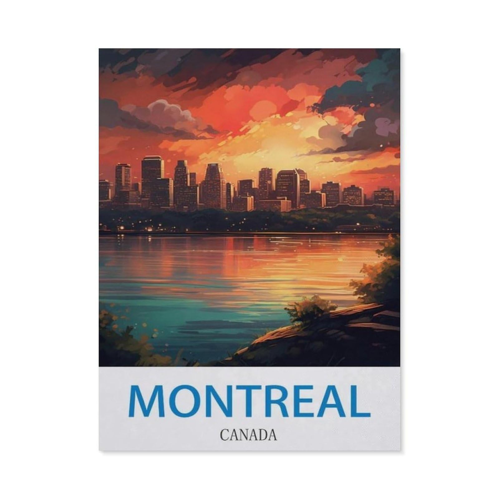 BEAYODKP Diamond Painting，Montreal Canada，Round Full Drill Acrylic Embroidery Cross Stitch Arts Craft Canvas Supply for Home Wall Decor Adults and Kids（40 x 50 cm/15.74 x 19.68 inches）-CN64
