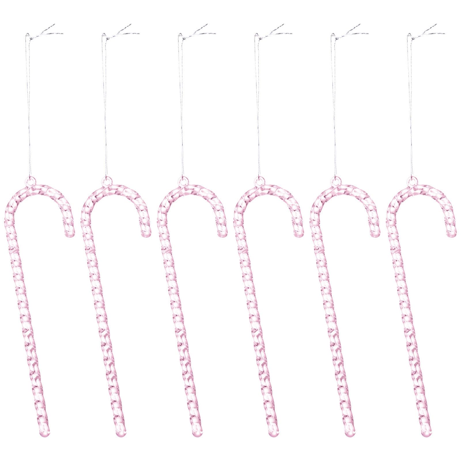 sodeber Of 6 Clear Polyacrylate Candy Stick Ornamentation Strong Christmas Tree Garnishes for Telecommute Holiday Party Impregnable Christmas Window Curtain Deck