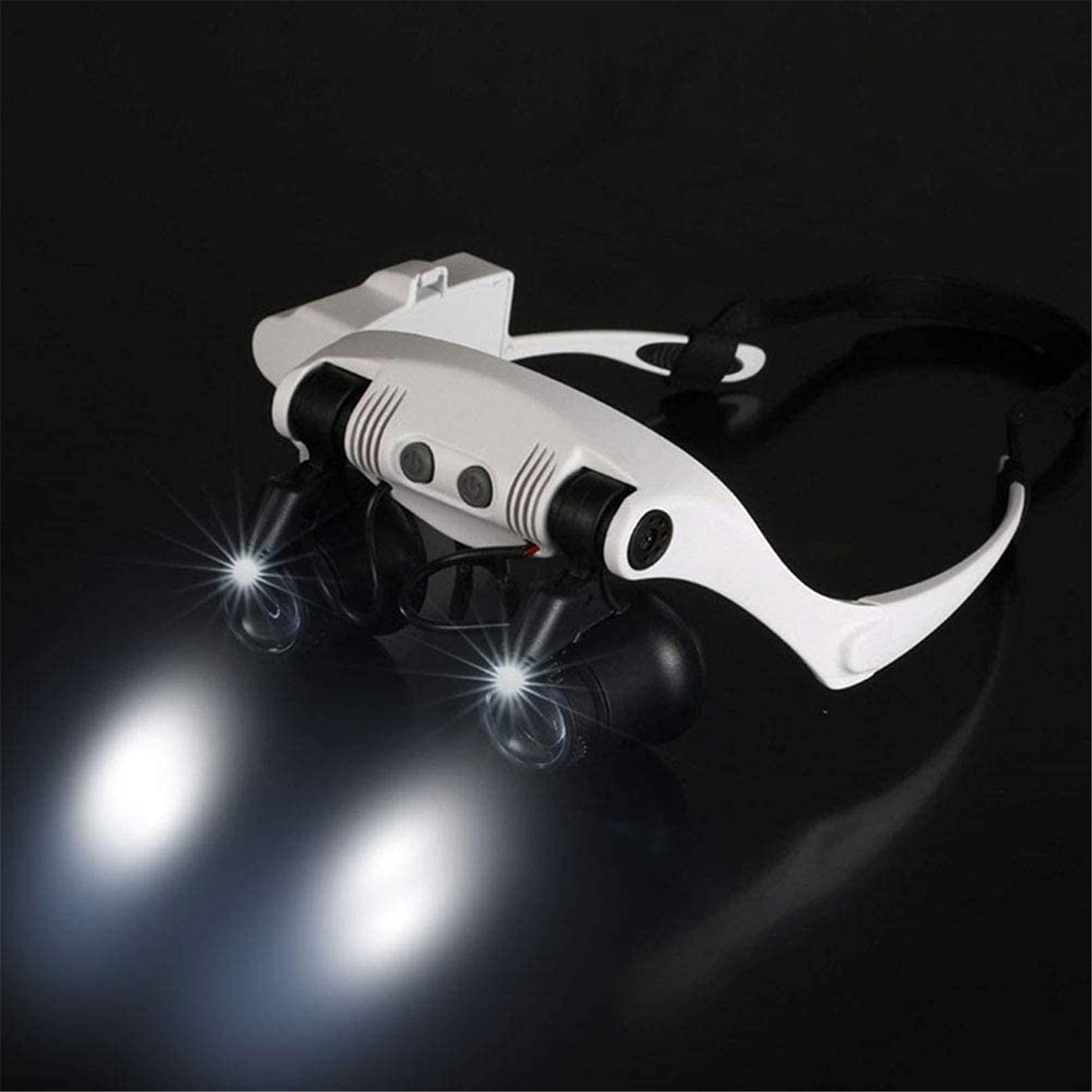 Kopfbandlupe, Handlupe Mit Digitaler Funktion, Freihändige Kopfbandlupe Mit Licht, 10- Bis 25-Facher Zoom, 4 Austauschbare Linsen, Leselampe, Lupe, Uhr, Elektronikreparat,