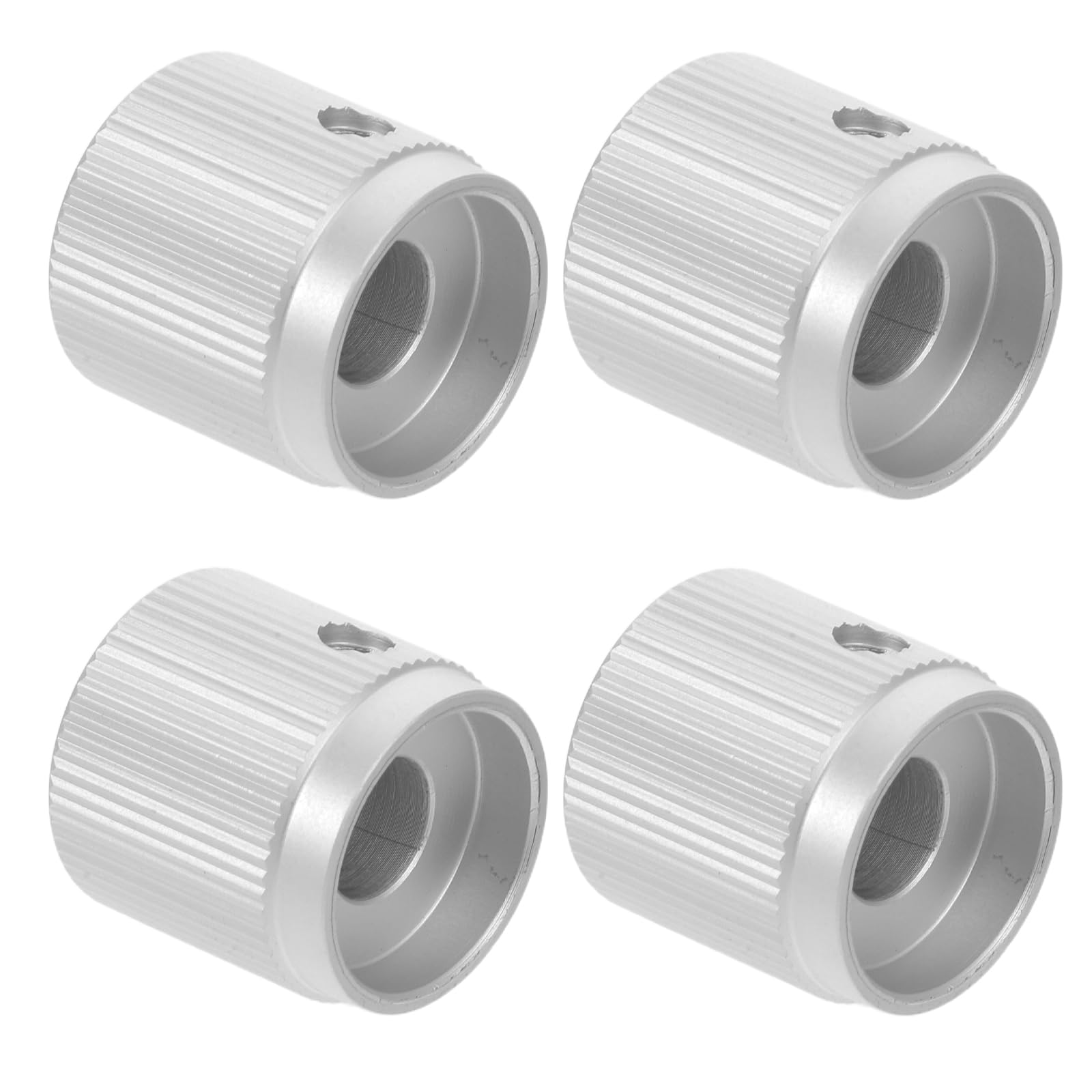 FOMIYES 4pcs Aluminum Flat Top Potentiometer Volume Control Knobs for Electric Bass Guitar, 0.6x0.55 Inch Metal Replacement Guitar Knobs, Silver, Suitable for Home Studio and Instrument