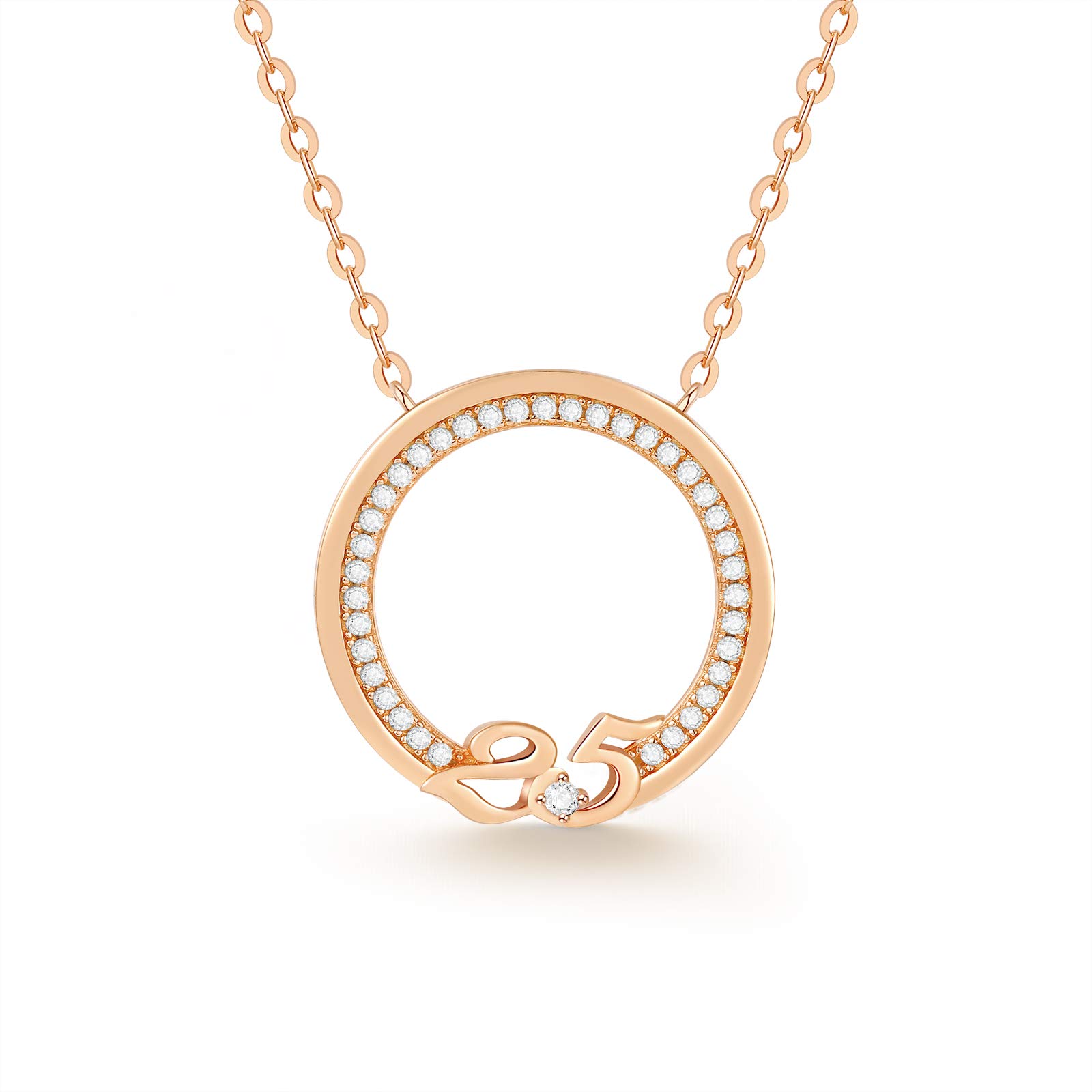 CDE 50th Birthday Gifts for Women 925 Sterling Silver Circle Pendant Necklaces, Anniversary Birthday