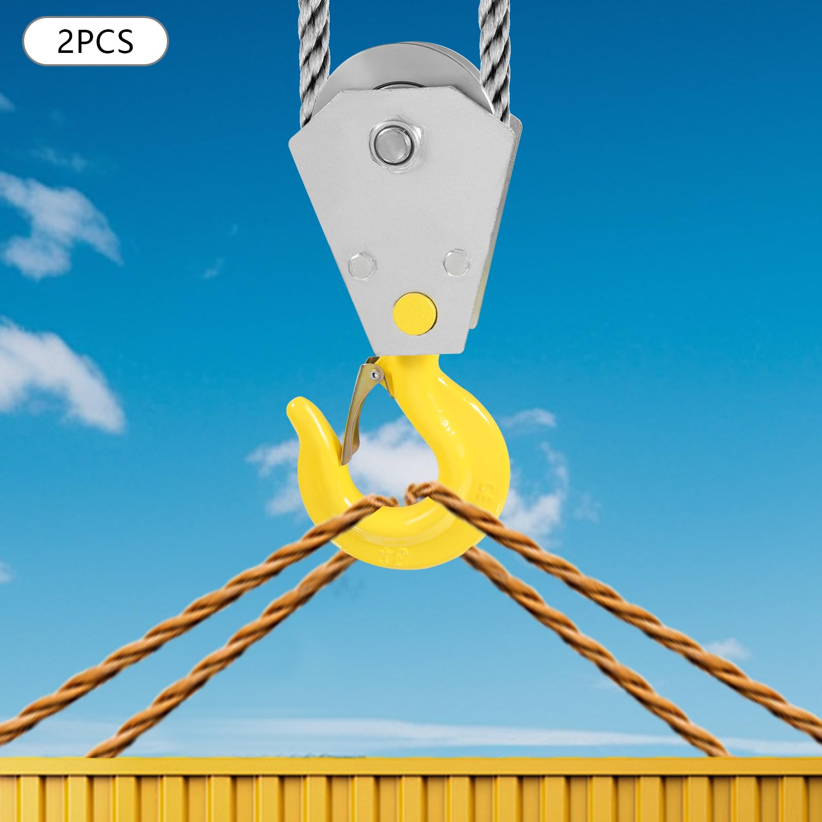 Oiveinya Snatch Block with Hook,3T Wire Rope Snatch Block,Heavy-Duty Pulley Hook,Bearing Pulley Hook for Factories Mines Agriculture