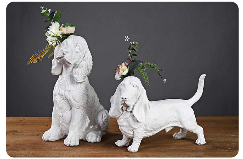 Amazon.co.jp: 彫刻創造的な石膏犬の彫刻像フラワーアレンジメント