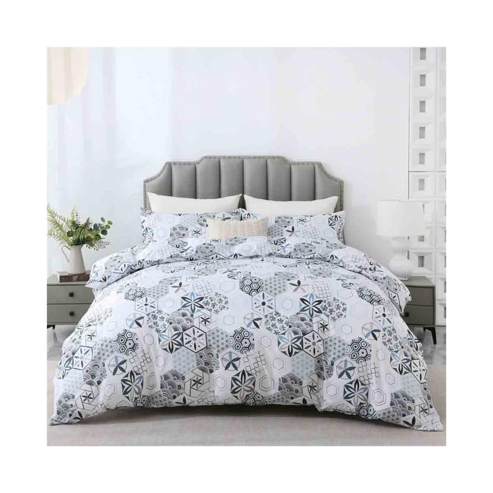 VHKJewE Boho Geometric Print Comforter Cover with Zipper, Reversible Exotic Ethnic Bedding Set with Pillowcase Set(EU Double(200x200cm))
