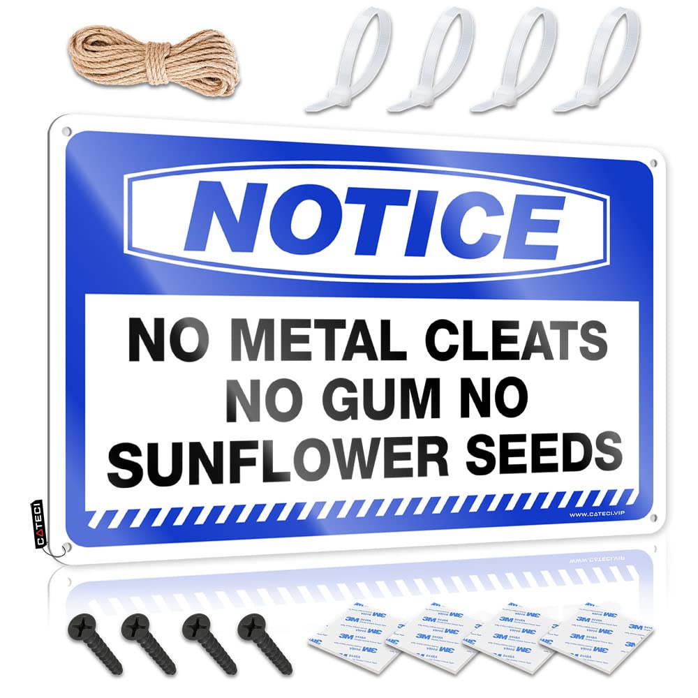 Metal Sign Funny Notice No Metal Cleats No Gum No Sunflower Seeds Tin Sign Metal Signs Decor Funny Signs For Bedroom