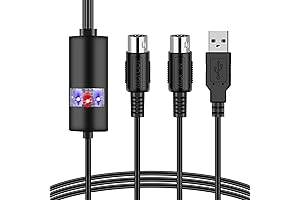 2M USB MIDI Cable to USB Adapter Converter for Keyboard Black