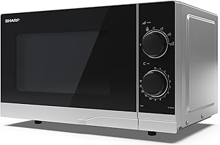 SHARP YC-PS201AU-S Compact 20 Litre 700W Manual control Microwave, 6 power levels, defrost function, LED cavity light - Silver