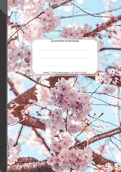 Paperback A5 Dotted Notebook: Dotted Grid Notebook Journal, 120 Dot Grid Pages, 14,8 x 21,0 cm (A5 size), Pages Numbered, Cherry Blossoms Pattern Soft Matte Cover Book