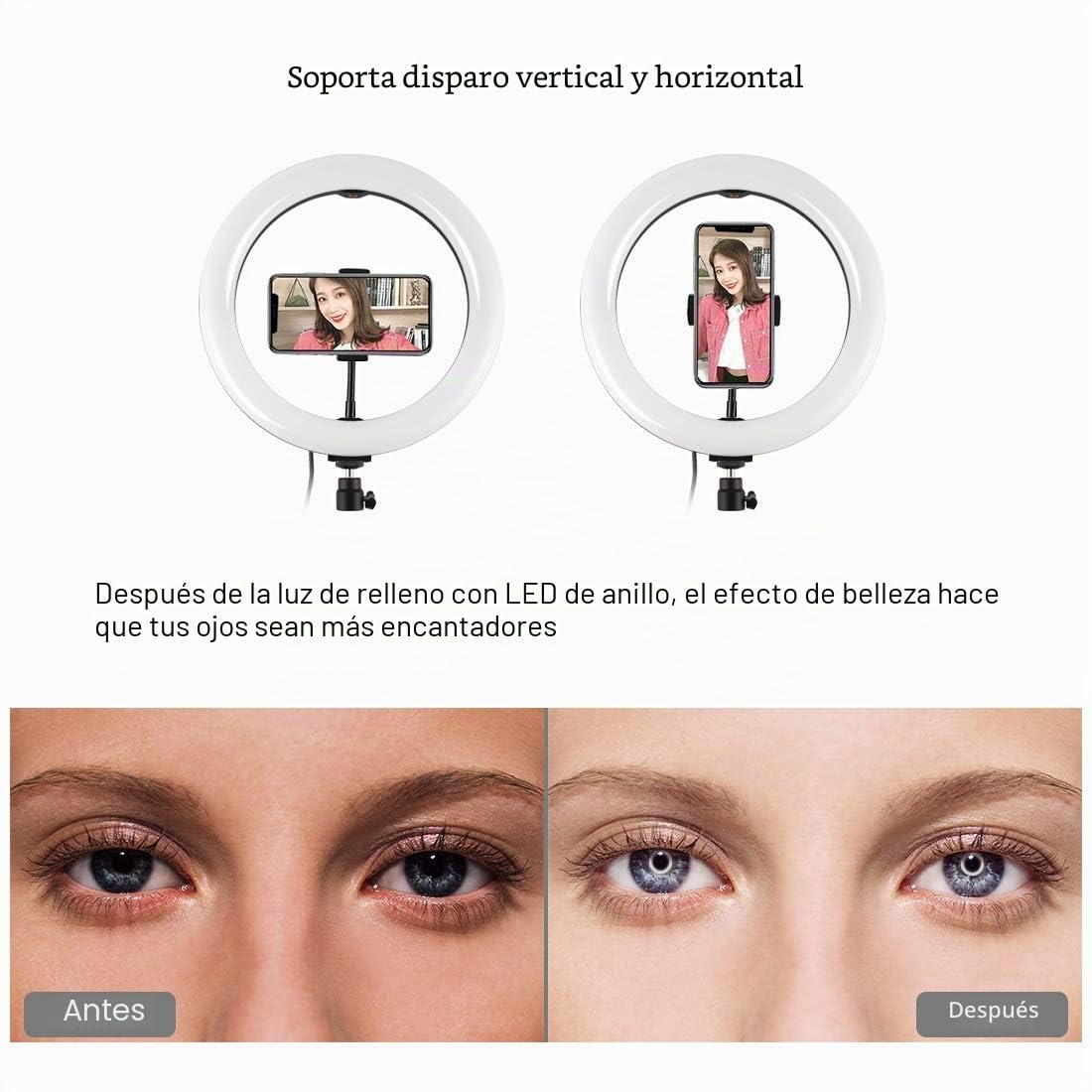 Anillo, lámpara anular LED, luz Circular para Selfies fotografía Video Ring Light Anillo Luminoso para Smartphone, Tiktok, Live Stream, Vlog
