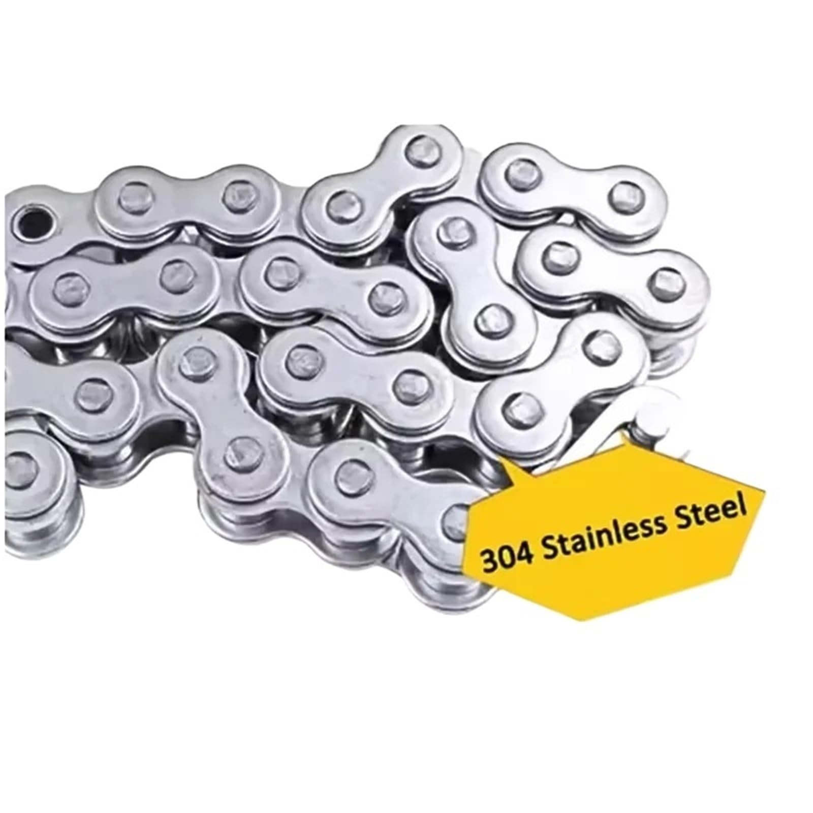 Rollenkette Aus Kohlenstoffstahl Rollenkette aus Edelstahl 304, 1–1,524 m, Einzel-/Doppelstrang, industrielle Stärke, 04C, 05B, 06B, 06C, 08A, 08B, 10A, 12B(304-16A-1m)