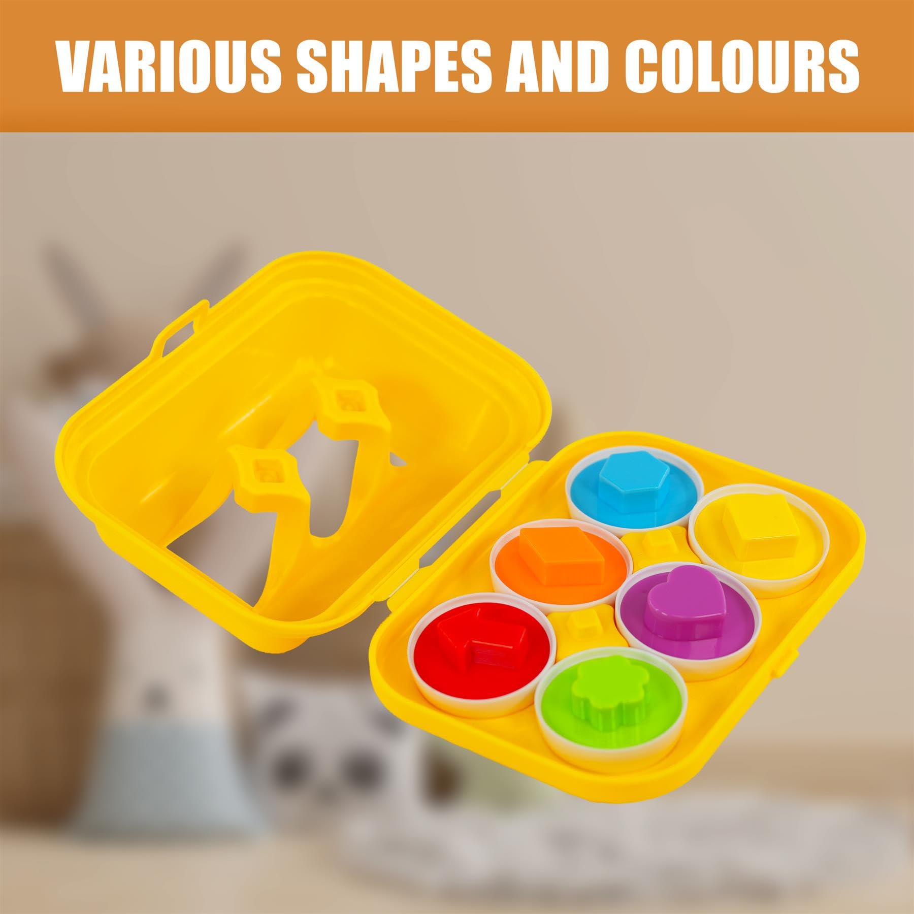 The Magic Toy Shop Matching Eggs Toy 6Pcs, Colour and Shape Sorter, Educational Baby Puzzles, Fine Motor Skills Toy - Image 4