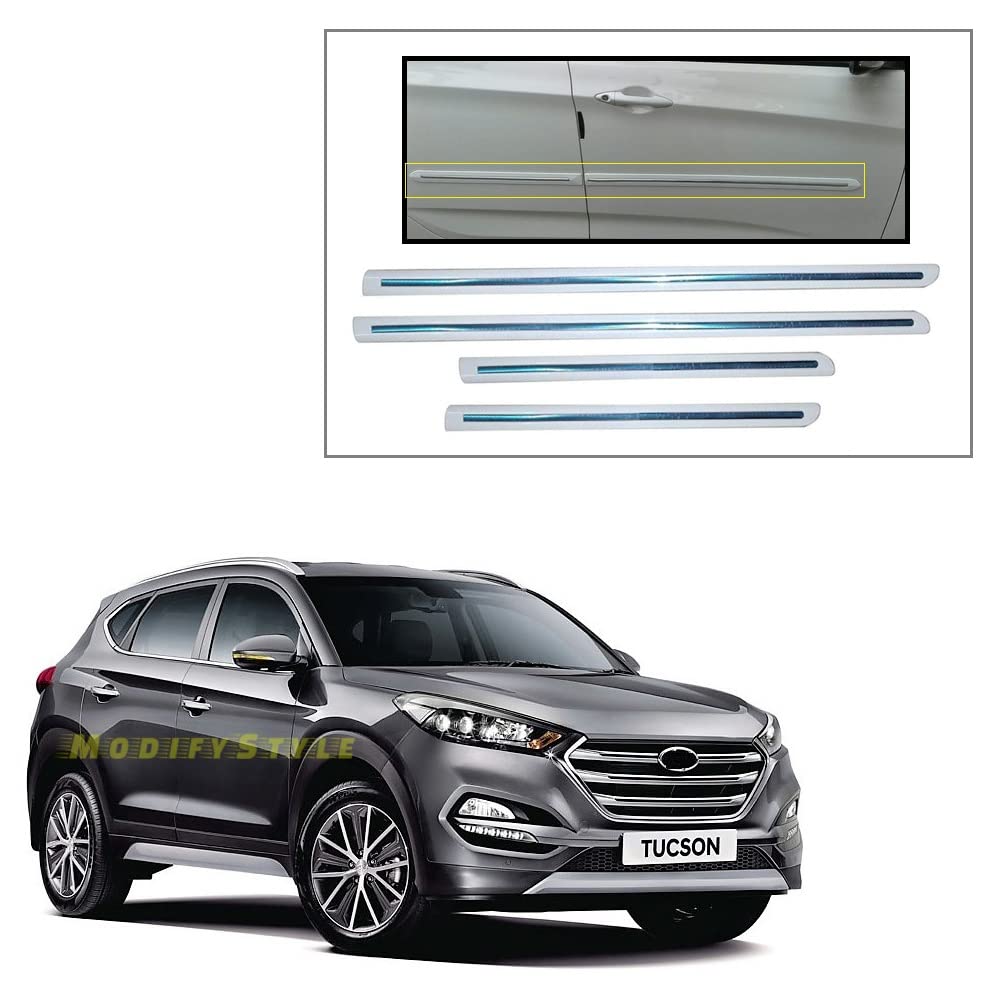 Side Beading White with Single Chrome Strip Suitable for Hyundai Tucson (2015 to 2019) Type 1