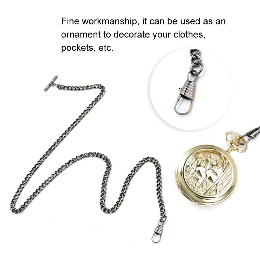 Jwthee Pocket Watch Chain Stainless Steel, Watch Chain T Bar Vintage Pocket Watch with Chain Pocket Watch Chains for Men Watch Chain Link Bracelet 65cm (Bronze)
