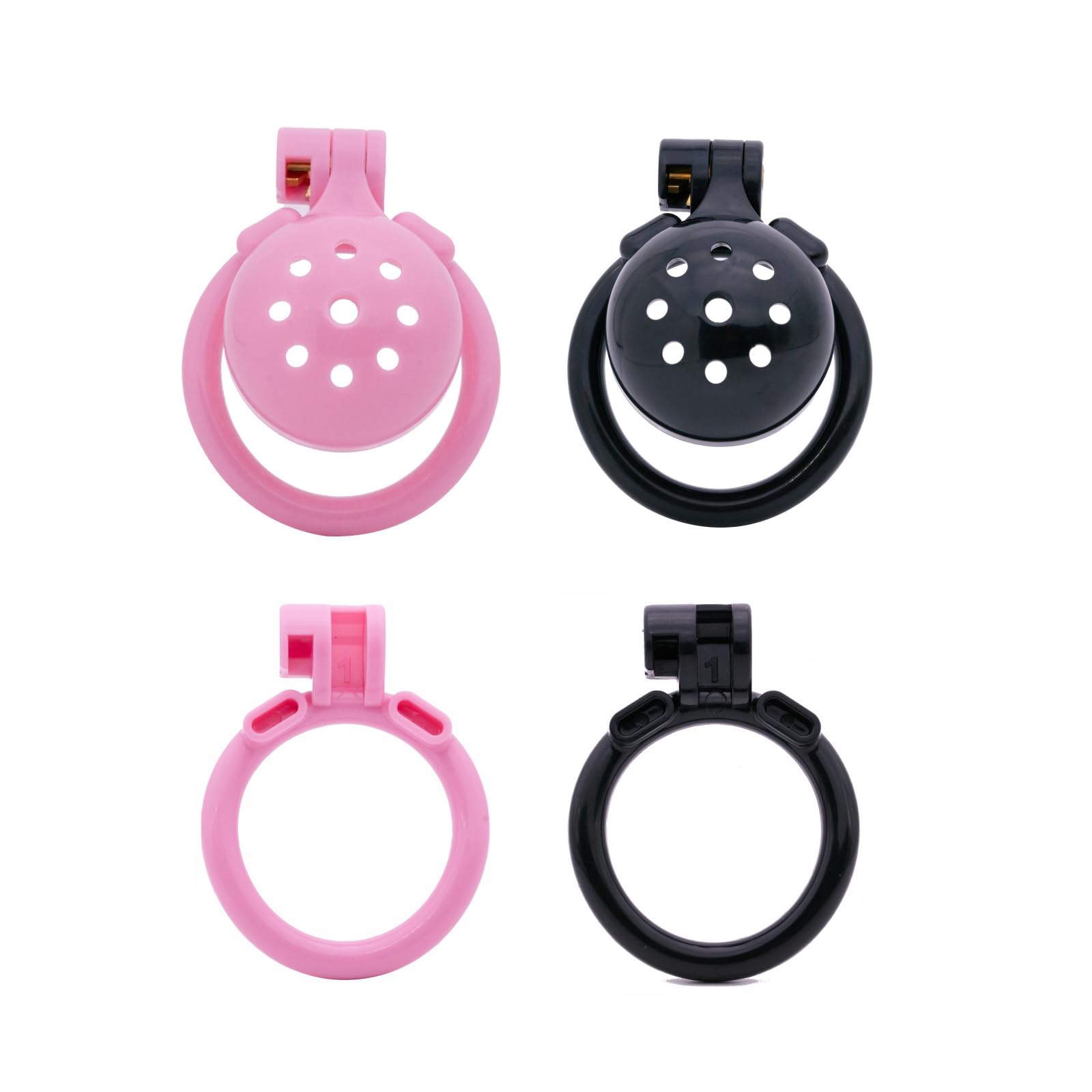 Petite cage à pénis Sex toy Chastity Cage pour homme avec 4 anneaux péniens Cage à pénis creuse et aérée pour SM fétichisme, jeux de bondage Ceinture de chasteté Produits pour adultes (Black,B)
