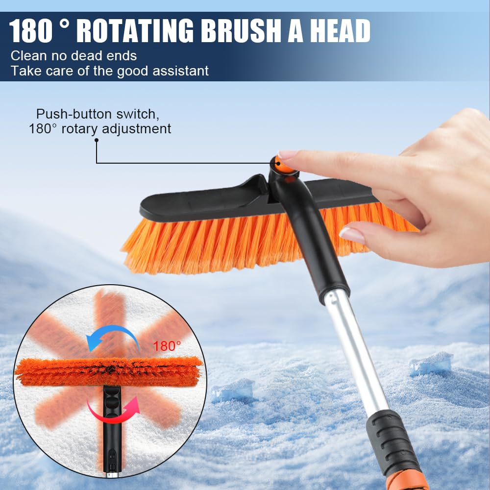 Grattoirs à Glace Pour Pare-brise Et Brosse à Neige De Voiture Et Grattoir à Glace De 31,4 Po, Brosse à Neige Extensible Robuste Pour Voiture Et Tête Pivotante à 360° Pour Camionnette Et