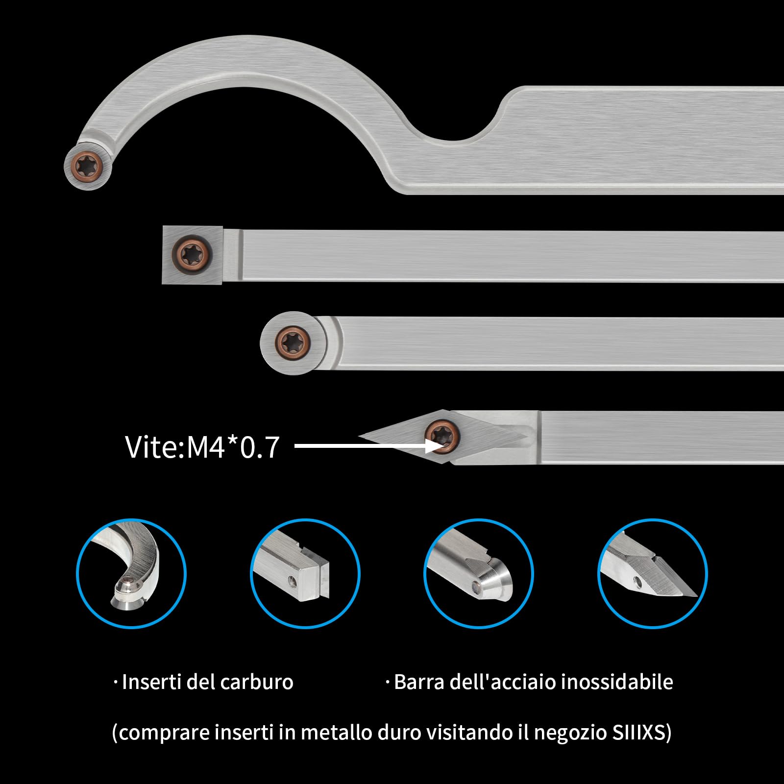 Set di Utensili per Tornitura per Legno, Acciaio Legato Tornitura in Legno con levigatrice a ciotola, Strumenti per Tornitura Lavorazione del Legno Fai da te